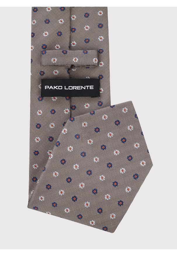 Pako Lorente - PAKO LORENTE – Beżowy krawat w kwiaty. Okazja: na spotkanie biznesowe. Kolor: beżowy. Materiał: poliester. Wzór: kwiaty. Styl: biznesowy