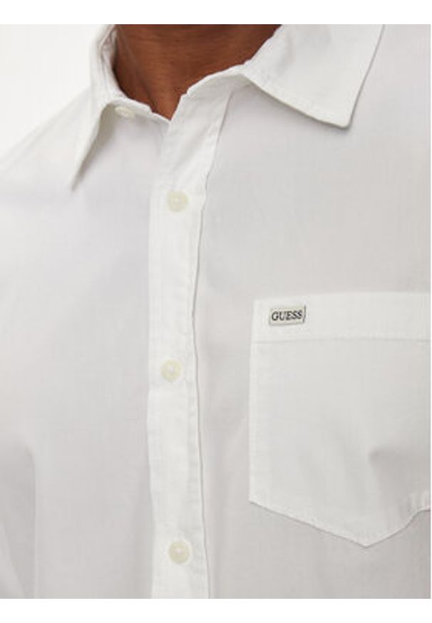 Guess Jeans Koszula M4YH35 WGCF1 Biały Slim Fit. Kolor: biały. Materiał: bawełna