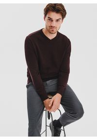 Pako Lorente - PAKO LORENTE - Brązowy sweter męski v-neck. Kolor: czerwony, brązowy. Materiał: bawełna. Sezon: jesień #8