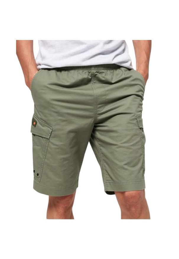 Spodenki turystyczne męskie Superdry World Wide Cargo. Kolor: zielony. Materiał: bawełna, elastan. Długość: krótkie. Sezon: lato