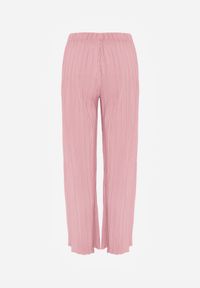 Born2be - Różowe Szerokie Spodnie z Wysokim Stanem ze Zwiewnej Tkaniny z Plisami Galiris. Okazja: do pracy, na co dzień, na spotkanie biznesowe. Stan: podwyższony. Kolor: różowy. Materiał: tkanina. Długość: długie. Styl: elegancki, biznesowy, casual #2