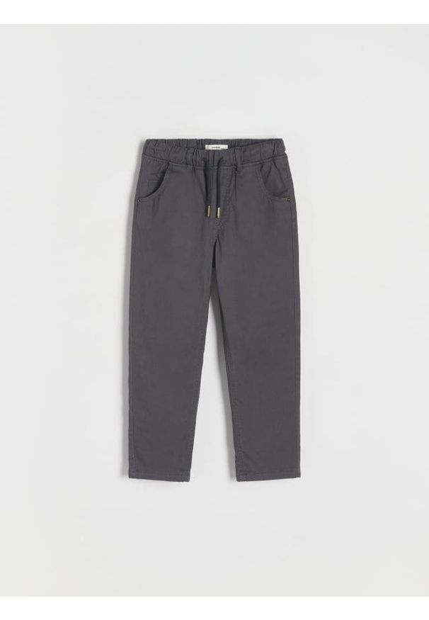 Reserved - Spodnie z ociepleniem - ciemnoszary. Kolor: szary. Materiał: bawełna, włókno, tkanina