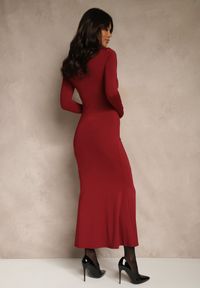 Renee - Bordowa Sukienka Koktajlowa z Wiskozą i Metaliczną Klamrą przy Dekolcie Refire. Okazja: na imprezę. Kolor: czerwony. Materiał: wiskoza. Styl: wizytowy. Długość: maxi #5