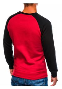Ombre Clothing - Bluza męska bez kaptura - czerwona B980 - L. Okazja: na co dzień. Typ kołnierza: bez kaptura. Kolor: czerwony. Materiał: poliester, materiał, bawełna. Styl: casual, klasyczny