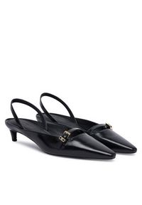 TOMMY HILFIGER - Tommy Hilfiger Czółenka Th Buckle Kitten Slingback Pump FW0FW09384 Czarny. Kolor: czarny. Materiał: skóra #2