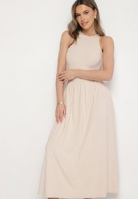 Born2be - Jasnobeżowa Sukienka Bawełniana Rozkloszowana bez Rękawów z Kieszonkami Efrinara. Okazja: na co dzień. Kolor: beżowy. Materiał: bawełna. Długość rękawa: bez rękawów. Sezon: lato. Typ sukienki: rozkloszowane. Styl: klasyczny, casual, elegancki. Długość: maxi #7