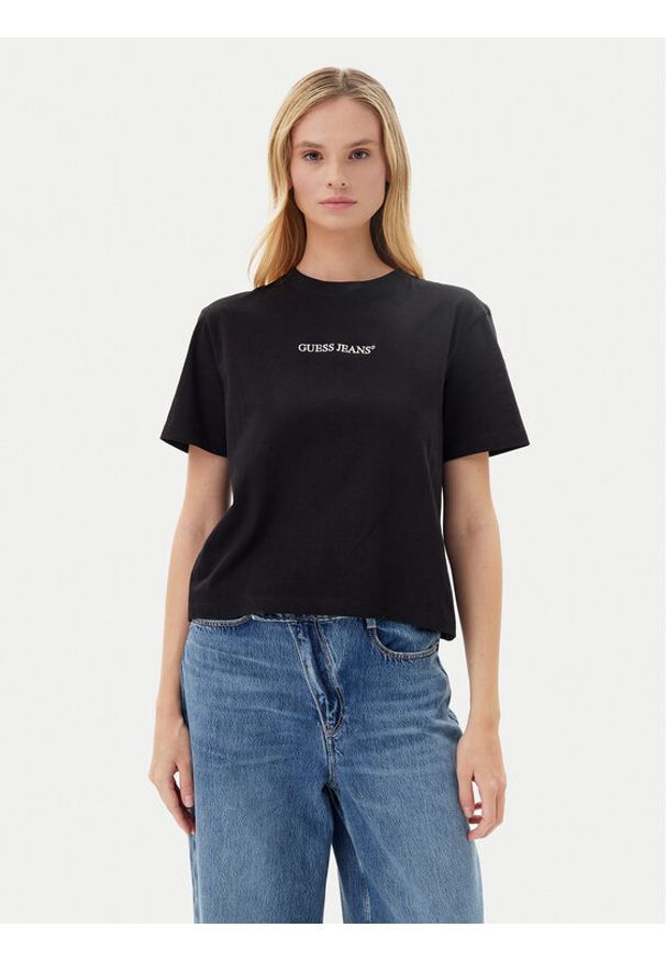 Guess Jeans T-Shirt W5RI4 2K8HM0 Czarny Regular Fit. Kolor: czarny. Materiał: bawełna