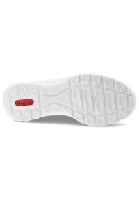 Półbuty damskie Rieker, skóra naturalna perforowana cholewka sznurowany fason lekka elastyczna podeszwa okrągły nosek, białe, L3217-80. Okazja: na co dzień, na spacer. Nosek buta: okrągły. Zapięcie: sznurówki. Kolor: biały. Materiał: skóra. Szerokość cholewki: normalna. Wzór: geometria. Styl: casual, klasyczny, elegancki #4