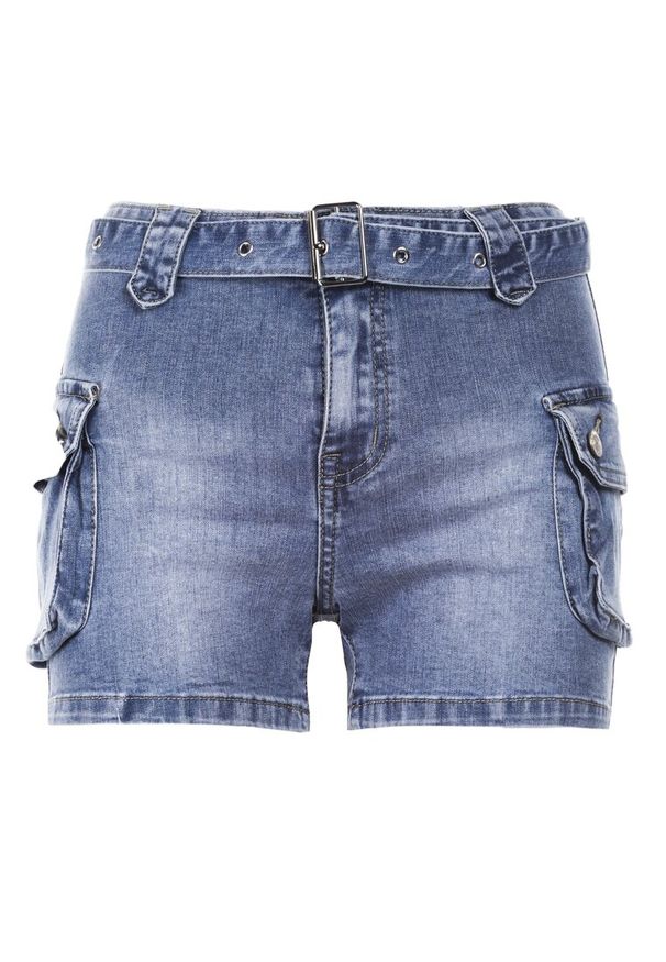 Born2be - Niebieskie Szorty Nadathia. Okazja: na co dzień. Stan: podwyższony. Kolor: niebieski. Materiał: jeans, materiał. Styl: casual