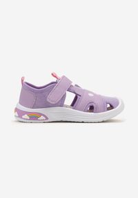 Born2be - Fioletowe Tenisówki z Rzepem Wycięciami i Skórzaną Wkładką Laritessa. Kolor: fioletowy. Materiał: skóra. Wzór: aplikacja
