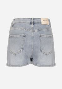 Born2be - Niebieskie Spódnico-Szorty z Bawełną Ozdobione Guzikami Verisna. Okazja: na co dzień. Kolor: niebieski. Materiał: bawełna. Wzór: aplikacja. Styl: klasyczny, elegancki, casual #6