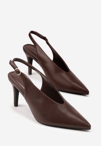 Renee - Brązowe Sandały Slingback na Obcasie Typu Szpilka Latira. Okazja: na randkę, na wesele, na imprezę, na studniówkę, na ślub cywilny. Zapięcie: pasek. Kolor: brązowy. Obcas: na obcasie. Styl: elegancki. Wysokość obcasa: średni #5