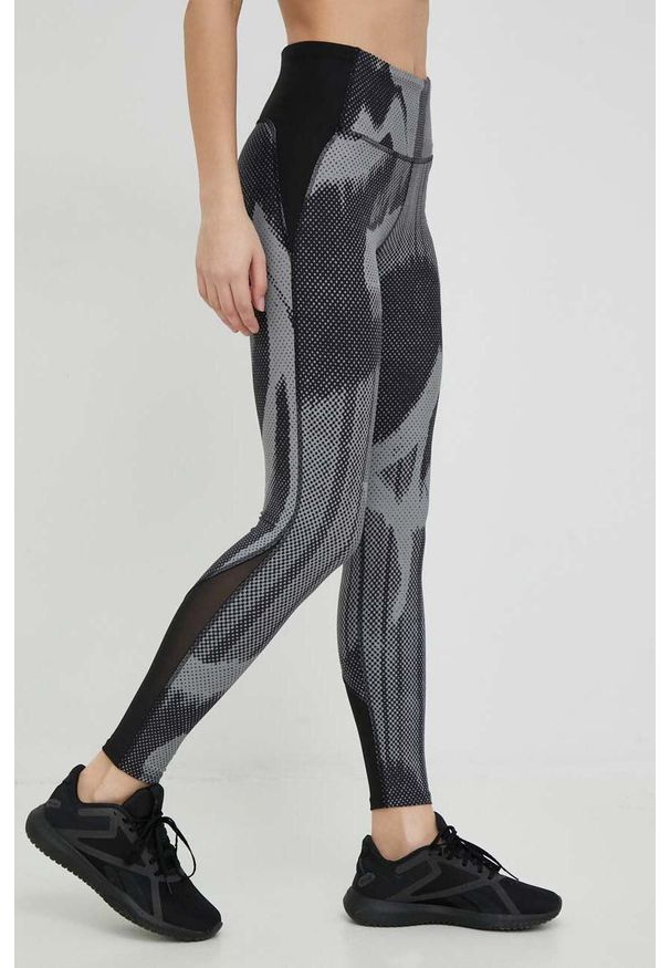 Reebok legginsy treningowe Lux Perform kolor szary wzorzyste. Kolor: szary. Materiał: skóra, dzianina, materiał. Wzór: ze splotem. Sport: fitness