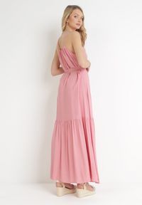 Born2be - Różowa Rozkloszowana Sukienka Maxi na Ramiączkach Awlia. Kolor: różowy. Długość rękawa: na ramiączkach. Sezon: lato. Długość: maxi #7
