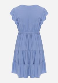Renee - Jasnoniebieska Sukienka Anileia. Typ kołnierza: kołnierz z falbankami. Kolor: niebieski. Materiał: koronka. Długość rękawa: krótki rękaw. Długość: mini #8