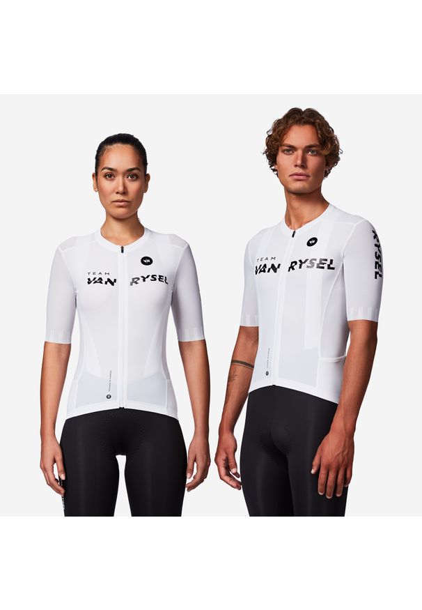 VAN RYSEL - Koszulka rowerowa szosowa Van Rysel RCR-R 2. Kolor: biały. Materiał: poliester, materiał, elastan. Sport: kolarstwo