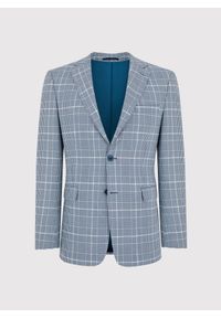 Pako Lorente - PAKO LORENTE – Niebieska marynarka garniturowa w kratę. Okazja: na wesele, na ślub cywilny. Kolor: niebieski. Styl: boho #5