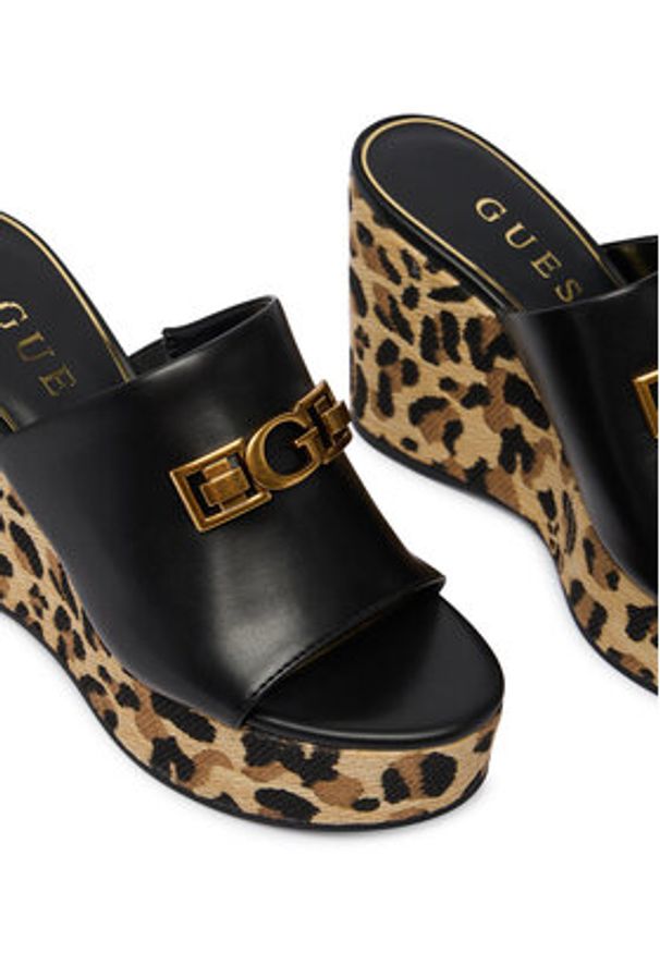Guess Klapki FLJE3V ELE04 Czarny. Kolor: czarny. Materiał: skóra