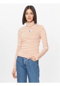 Calvin Klein Jeans Golf J20J222246 Pomarańczowy Slim Fit. Typ kołnierza: golf. Kolor: pomarańczowy. Materiał: bawełna #1