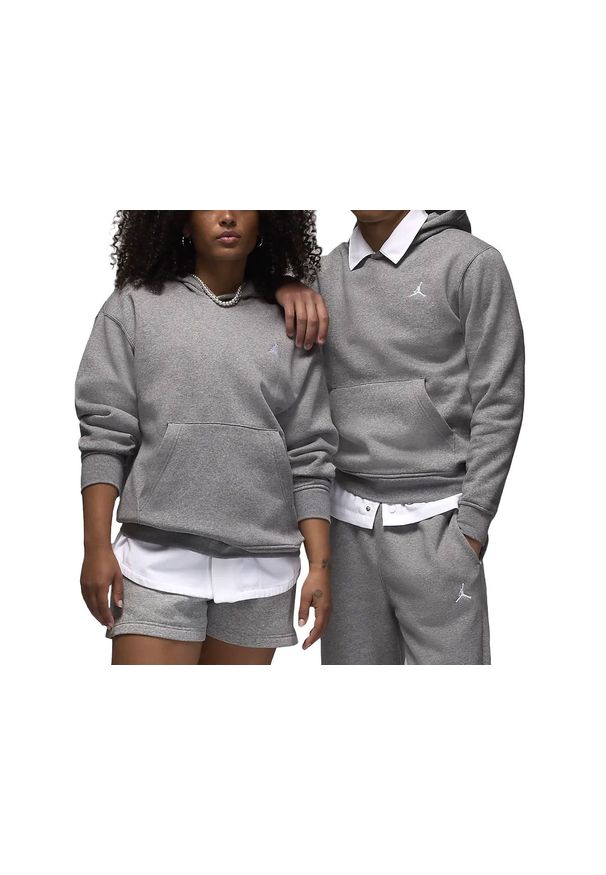 Bluza Jordan Brooklyn FV7281-091 - szara. Typ kołnierza: kaptur. Kolor: szary. Materiał: poliester, bawełna, materiał. Wzór: aplikacja. Styl: klasyczny, sportowy