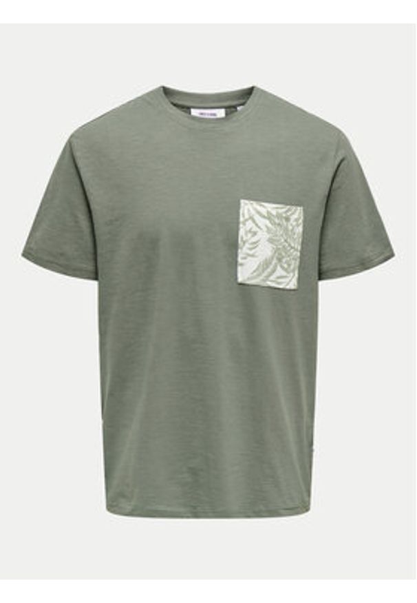 Only & Sons T-Shirt 22025286 Zielony Regular Fit. Kolor: zielony. Materiał: bawełna