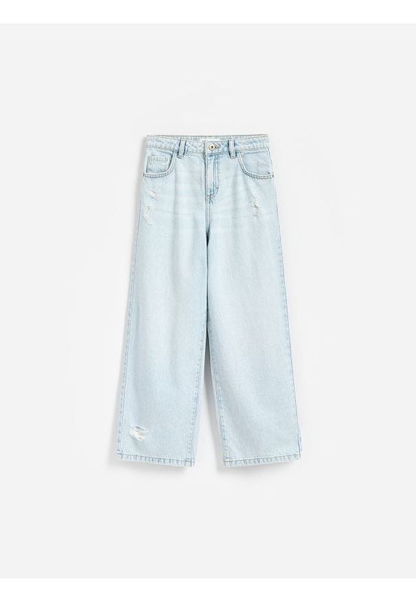 Reserved - Jeansy wide leg - niebieski. Kolor: niebieski