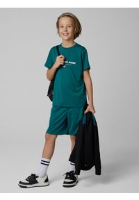 4f - 4F Koszulka sportowa szybkoschnąca chłopięca - turkusowa 122/128 (6-8 lat). Kolor: turkusowy. Sezon: lato #1