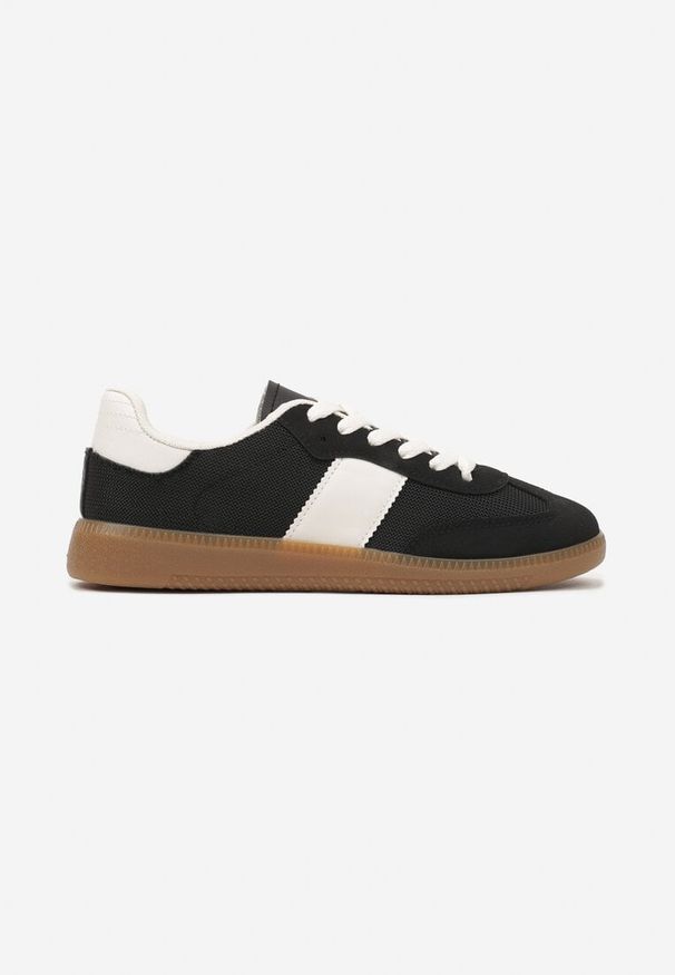 Born2be - Czarne Sneakersy Retro w Stylu Klasycznych Tenisówek Tanonea. Okazja: na co dzień. Zapięcie: sznurówki. Kolor: czarny. Materiał: jeans