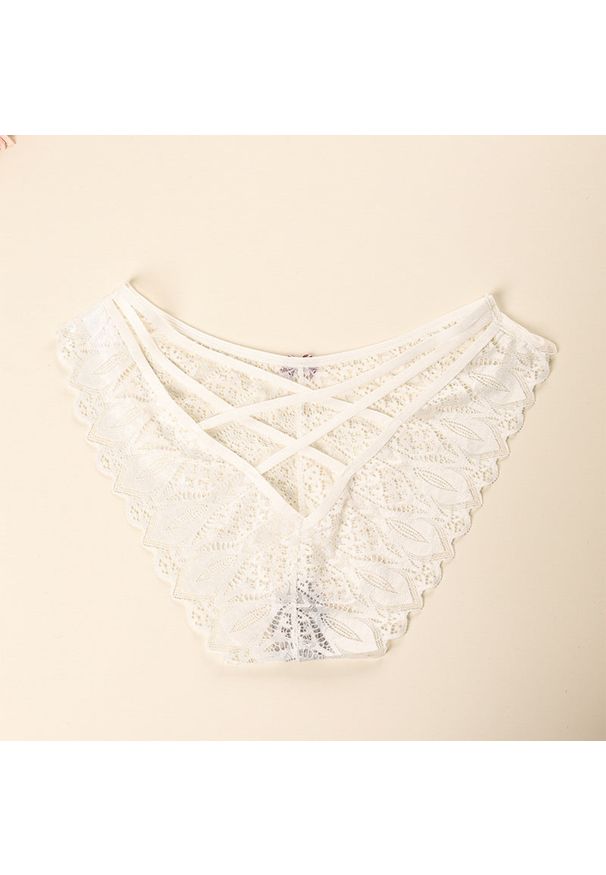 Intica - Brazyliany koronkowe z elastycznymi paskami na co dzień i specjalne okazje Razan. Kolor: biały. Materiał: koronka. Wzór: koronka