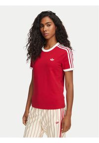 Adidas - adidas T-Shirt 3-Stripes Slim KS4779 Czerwony Regular Fit. Kolor: czerwony. Materiał: bawełna #1
