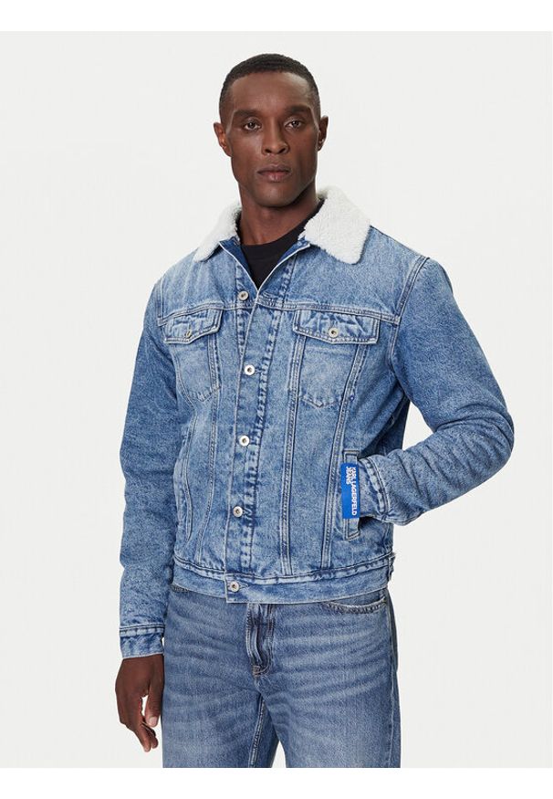 Karl Lagerfeld Jeans Kurtka jeansowa A4M14014 Niebieski Regular Fit. Kolor: niebieski. Materiał: bawełna