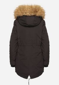 Born2be - Czarna Zimowa Kurtka Parka z Odpinanym Futerkowym Zdobieniem i Kapturem Sialinnea. Okazja: na co dzień. Kolor: czarny. Wzór: aplikacja. Sezon: zima. Styl: klasyczny, casual, elegancki