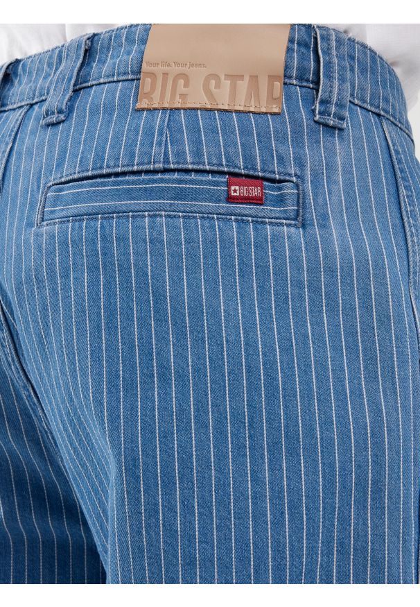 Big-Star - Szorty męskie jeansowe niebieskie Tem 424. Stan: podwyższony. Kolor: niebieski. Materiał: jeans. Wzór: paski. Styl: elegancki, sportowy, klasyczny