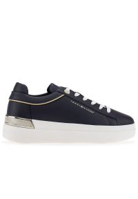TOMMY HILFIGER - Buty Tommy Hilfiger Lux Metallic Cupsole FW0FW07030-DW6 - granatowe. Zapięcie: sznurówki. Kolor: niebieski. Materiał: skóra, guma. Szerokość cholewki: normalna. Wzór: aplikacja