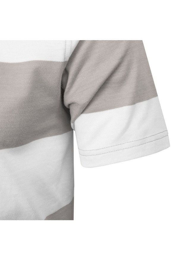 Koszulka Polo - Męska - Pako Jeans - Biało-Beżowe Pasy. Okazja: na co dzień. Typ kołnierza: polo. Kolor: beżowy, brązowy, wielokolorowy. Materiał: bawełna. Wzór: prążki, paski. Styl: casual