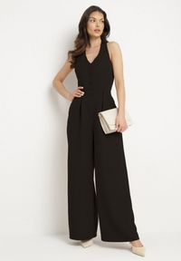 Born2be - Czarny Kombinezon Taliowany Ozdobiony Guzikami Niladwenna. Kolor: czarny. Wzór: aplikacja. Styl: elegancki #3