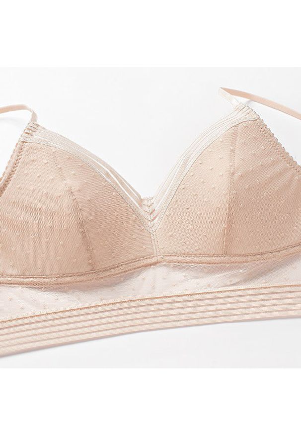 Intica - Braletka bez fiszbin na co dzień Kally. Kolor: beżowy. Materiał: materiał