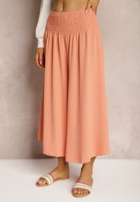 Renee - Pomarańczowe Spodnie Szerokie Luźne High Waist Inestria. Stan: podwyższony. Kolor: pomarańczowy #7