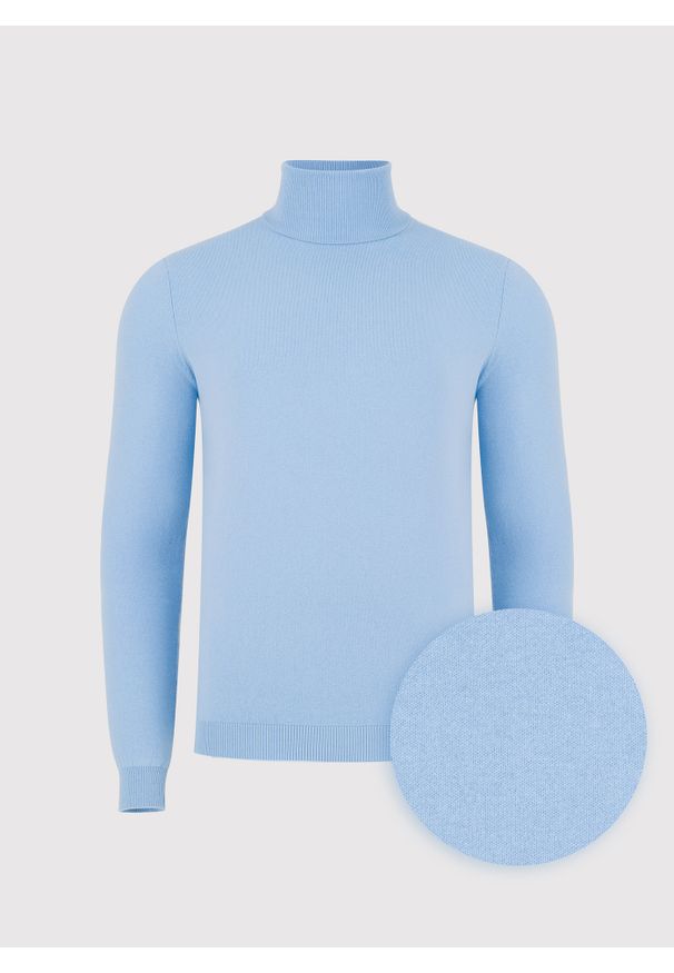 Pako Lorente - PAKO LORENTE - Jasnoniebieski gładki golf męski. Typ kołnierza: golf. Kolor: czarny, niebieski, zielony. Materiał: poliamid, bawełna, elastan. Wzór: gładki. Sezon: jesień