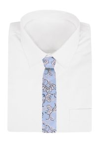Męski Krawat - Chattier - Błękit z Kwiatowym Wzorem. Kolor: niebieski. Materiał: tkanina. Wzór: kwiaty. Styl: elegancki, klasyczny, wizytowy #3