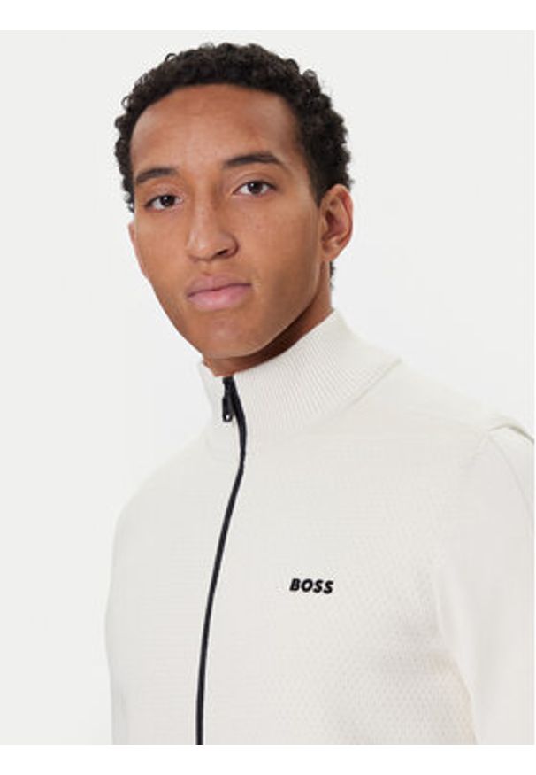 BOSS Kardigan League FZ 50547505 Écru Regular Fit. Materiał: wiskoza