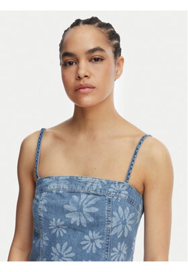 Roxy Sukienka jeansowa Dreamy Daze ERJDD03011 Niebieski Regular Fit. Kolor: niebieski. Materiał: bawełna