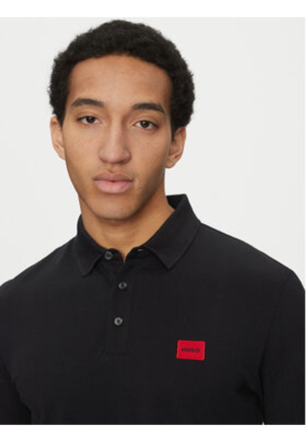 Hugo - HUGO Polo Dereso232 50490770 Czarny Slim Fit. Typ kołnierza: polo. Kolor: czarny. Materiał: bawełna