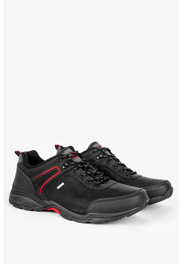 Badoxx - Czarne buty trekkingowe sznurowane badoxx exc8145/r. Kolor: wielokolorowy, czerwony, czarny