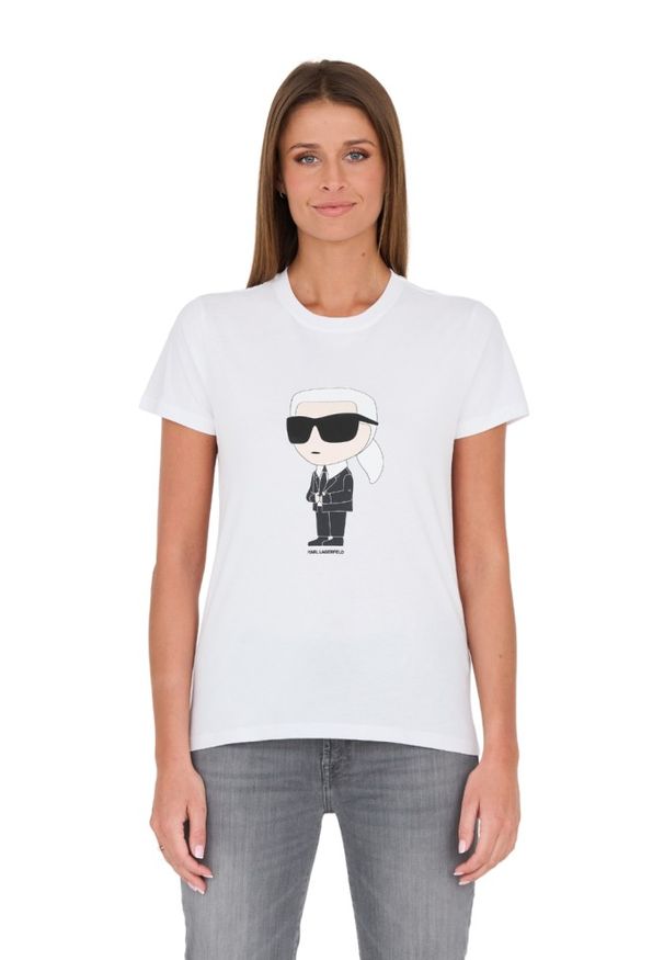 Karl Lagerfeld - KARL LAGERFELD Biały t-shirt Karl. Kolor: biały. Materiał: bawełna