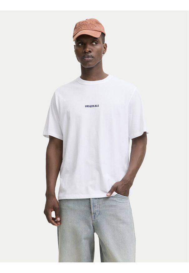 Jack & Jones T-Shirt Meadows Minimal 12283630 Biały Loose Fit. Kolor: biały. Materiał: bawełna