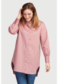 Cellbes - Długa koszula ze satyny bawełnianej. Kolor: różowy. Materiał: satyna, bawełna. Długość rękawa: długi rękaw. Długość: długie
