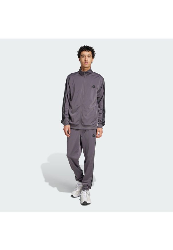 Adidas - Dres Sportswear Basic 3-Stripes Tricot. Kolor: fioletowy. Materiał: dresówka