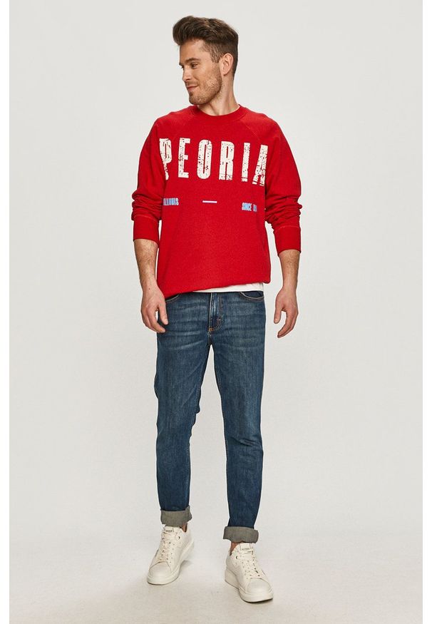 CATerpillar - Caterpillar - Bluza. Okazja: na co dzień. Kolor: czerwony. Długość rękawa: raglanowy rękaw. Wzór: nadruk. Styl: casual