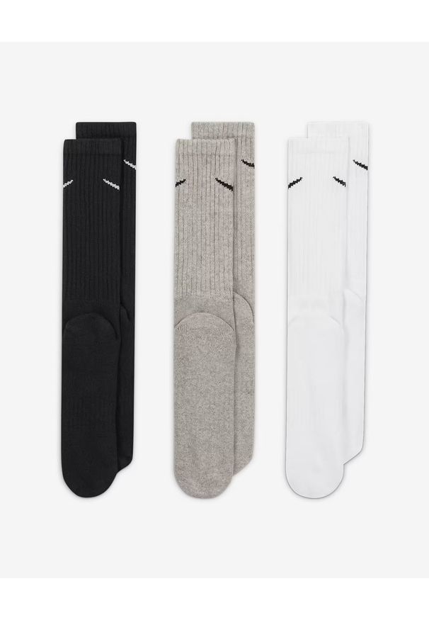 Nike 3PPK VALUE COTTON CREW Skarpety Unisex. Kolor: czarny. Materiał: dzianina, skóra, bawełna